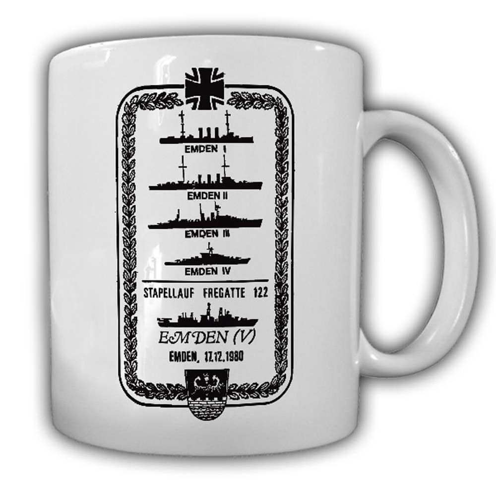 Tasse Emden Bundesmarine Stapellauf fregatte 122 Besatzung Crew 1980 #24118
