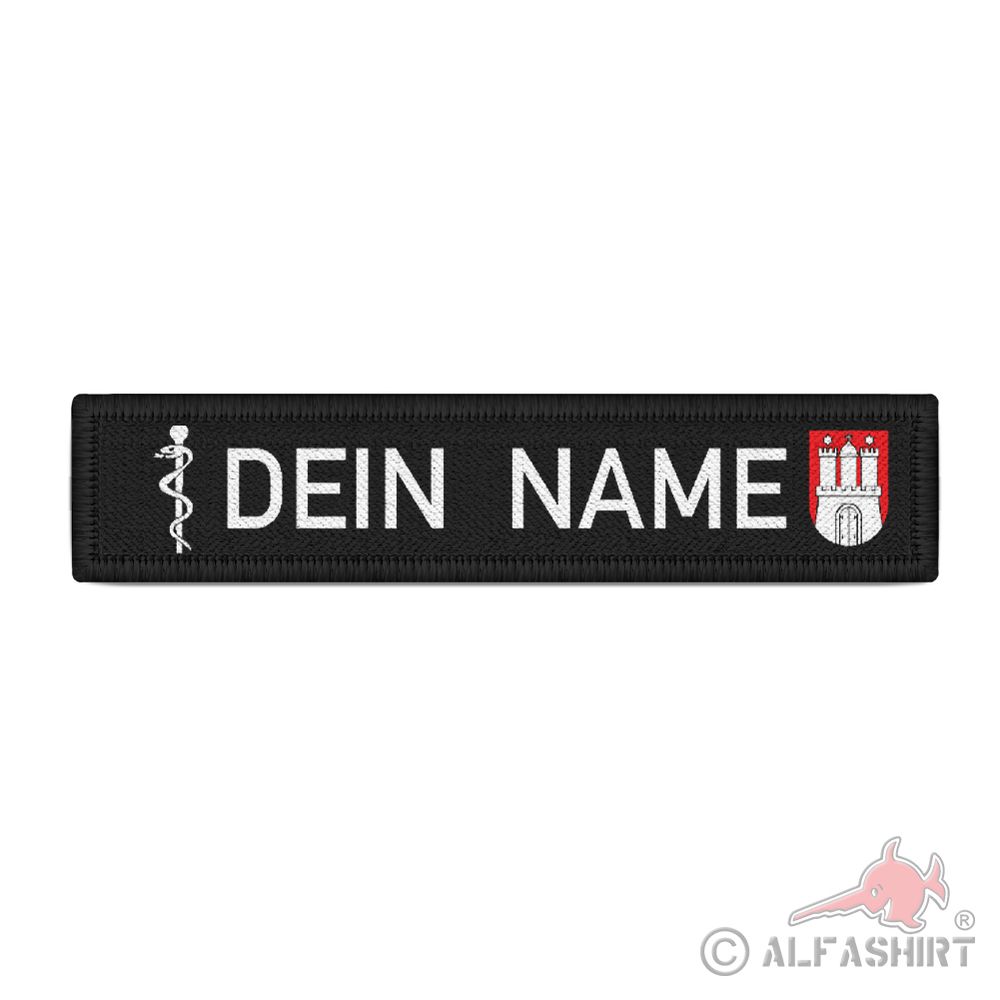 Namensschild Dein Name Hamburg Patch Feuerwehr Rettungdienst #36967