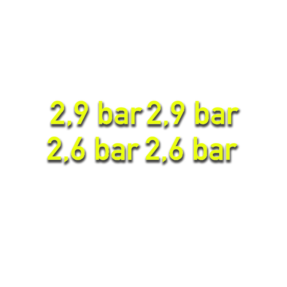 2,6-2,9 bar gelb Reifendruck Aufkleber Kotflügelaufkleber 2x 1,5x5cm #A5484