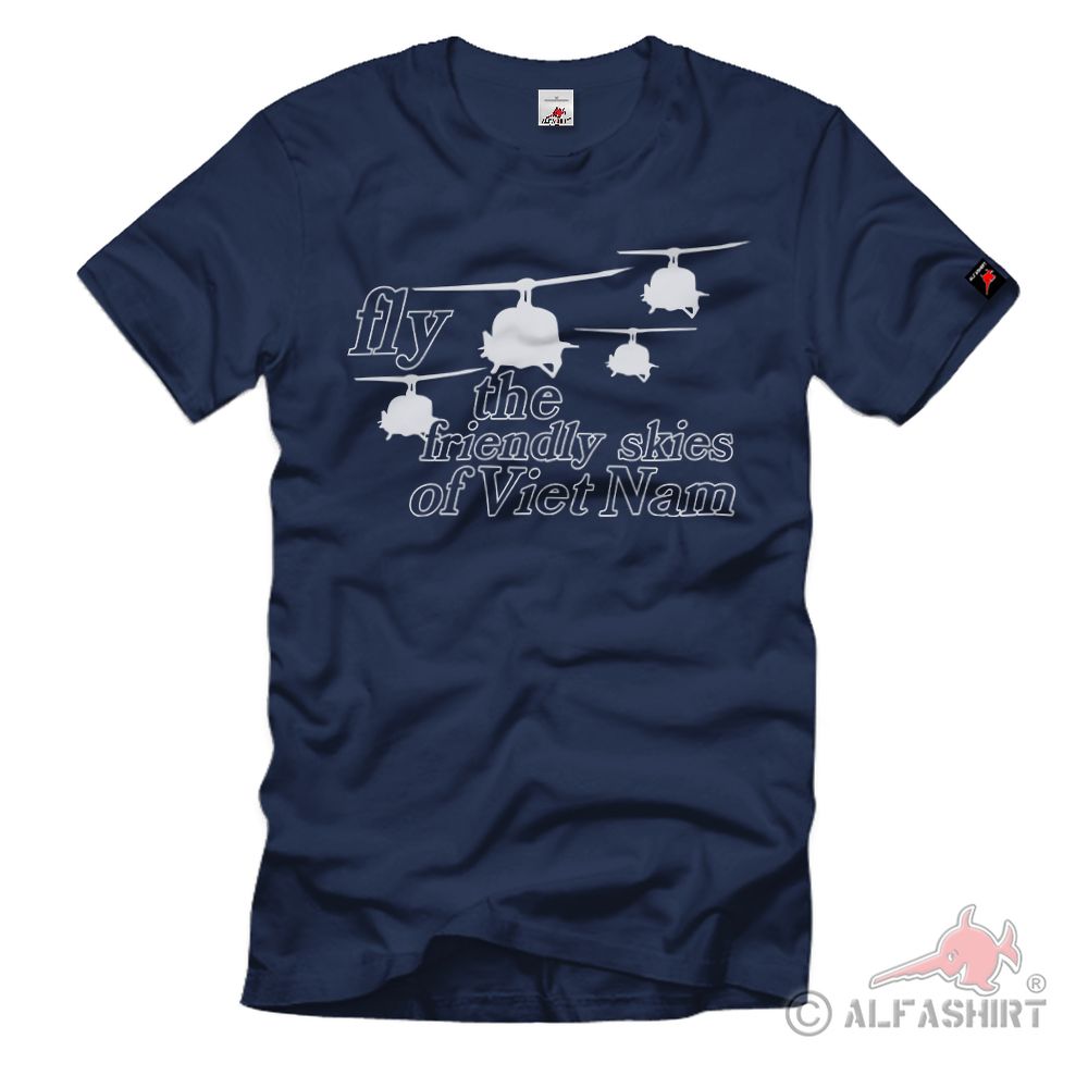 Fly The Friendly Skies Nam Vintage Rare 70's Vietnam War T-Shir#39802
