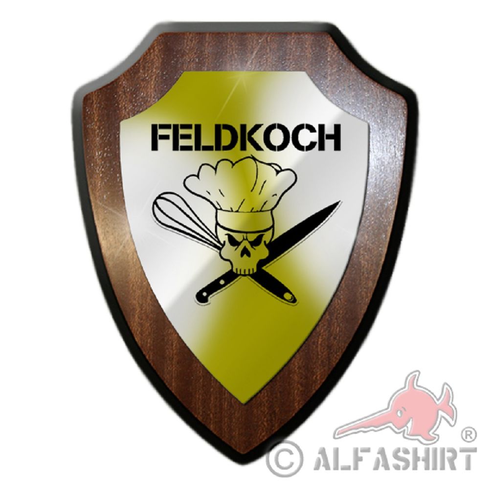 Field Chef Skull Cooking Eating Barbecue Men BW Heraldic Shield # 19778