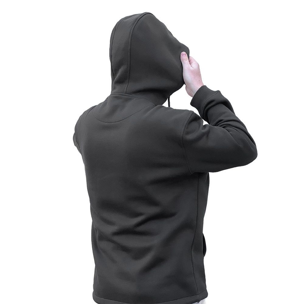 Tactical Outdoor Hoodie Sweatshirt schwarz mit Kapuze Brusttasche Kragen #44291