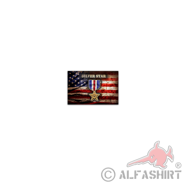 Sticker Silver Star US Armed Forces Valor Order 11x7cm A3544