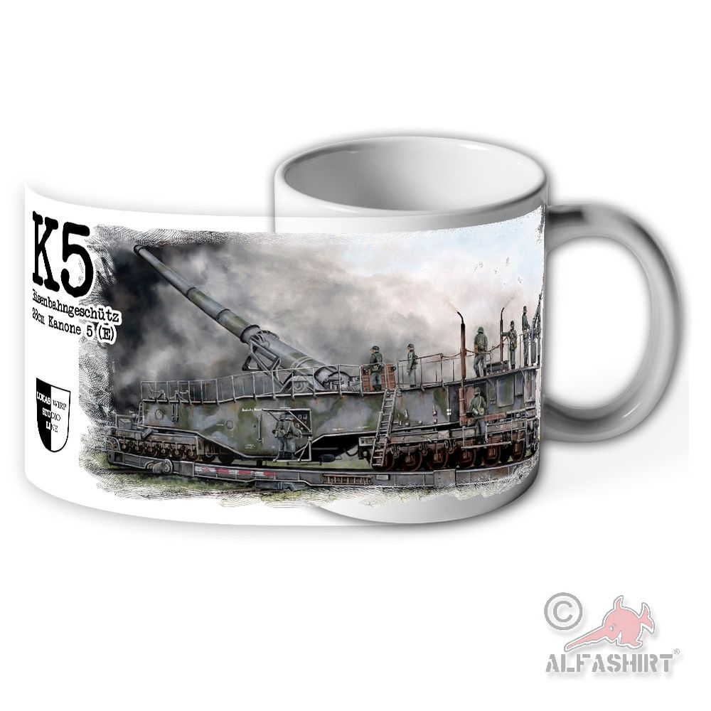 Lukas Wirp Mug K5 Eisenbahngeschütz 28-cm-Kanone 5 E WW2 Gemälde Becher#45937