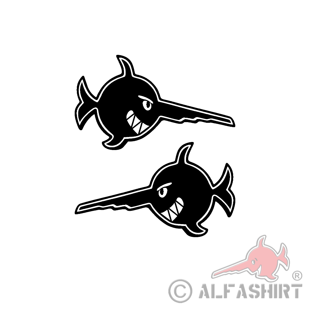 Evil ALFASHIRT Swordfish Submarine U96 Fish Sticker 2 x 35 x 20 cm # A4898