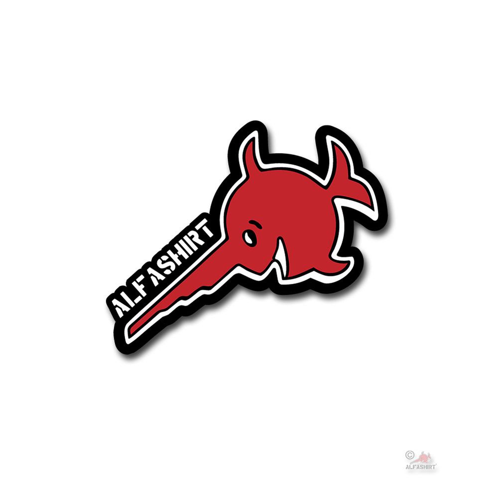 Alfashirt sawfish logo sticker fish swordfish coat of arms submarine 10x8cm # A4851