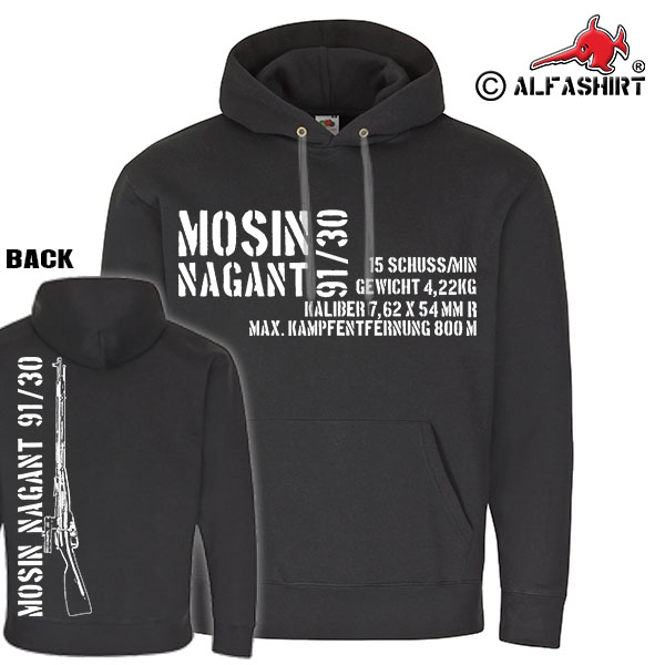 Mosin Nagant M 91-30 Russian Rifle Deco Sniper - Hoodie # 16230