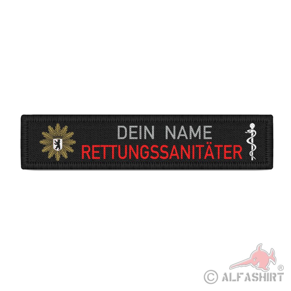 Rettungssanitäter Polizei Berlin Namen-Schild Patch Feuerwehr NFS RS #38972