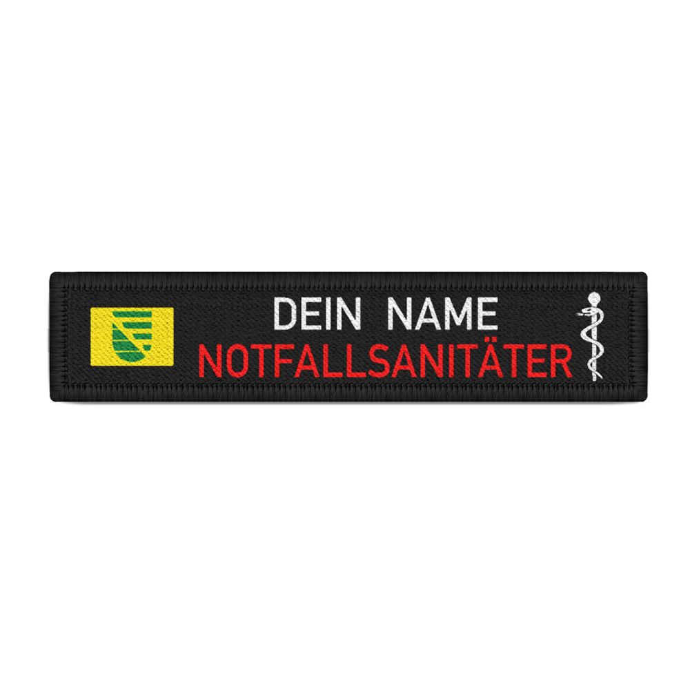 NOTFALLSANITÄTER Sachsen Namen-Schild Patch Saxony Feuerwehr Bundeswehr #35921