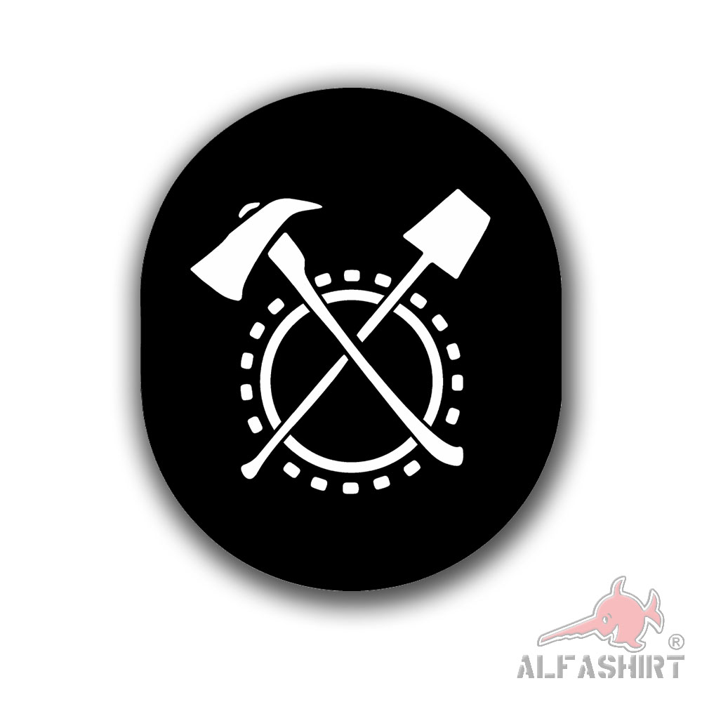 Aufkleber NVA Dienstlaufbahn Abzeichen 18x15cm Pioniere Schaufel Axt #A6346