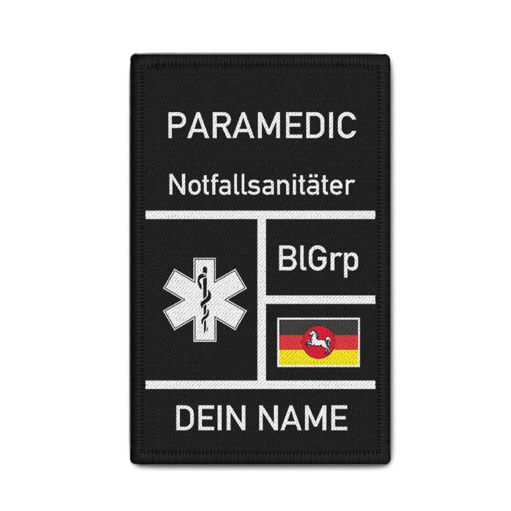 Rank Patch personalisierbar Paramedic Notfallsanitäter Night Tarn BlGrp #43333