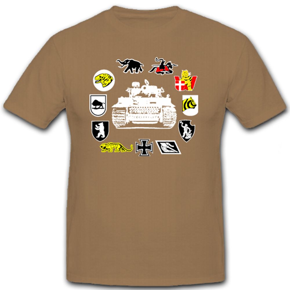 schwere Panzerabteilungen Panzer Wappen Embleme Abzeichen Tiger - T Shirt #11024