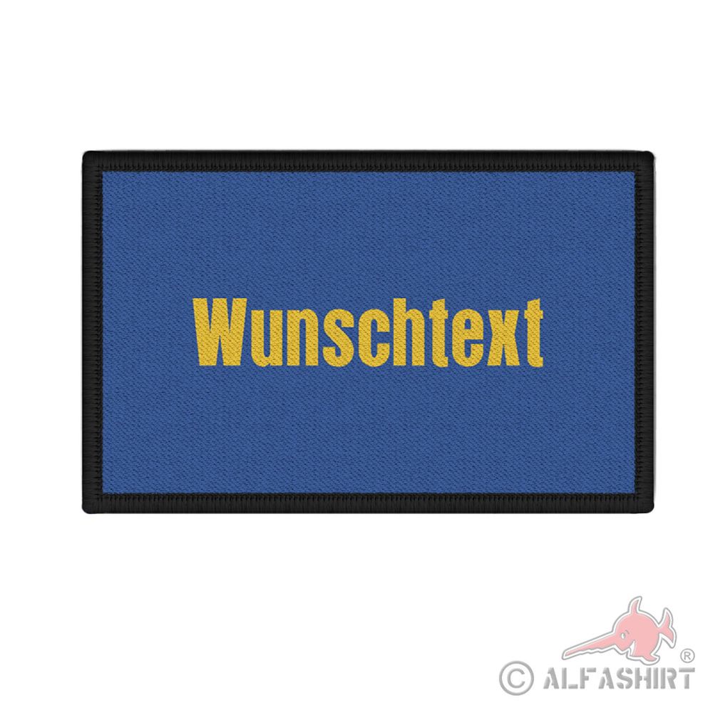 Patch 12x7cm personalisierbar Wunschtext Dein Text Navy Blau Goldgelb #42337