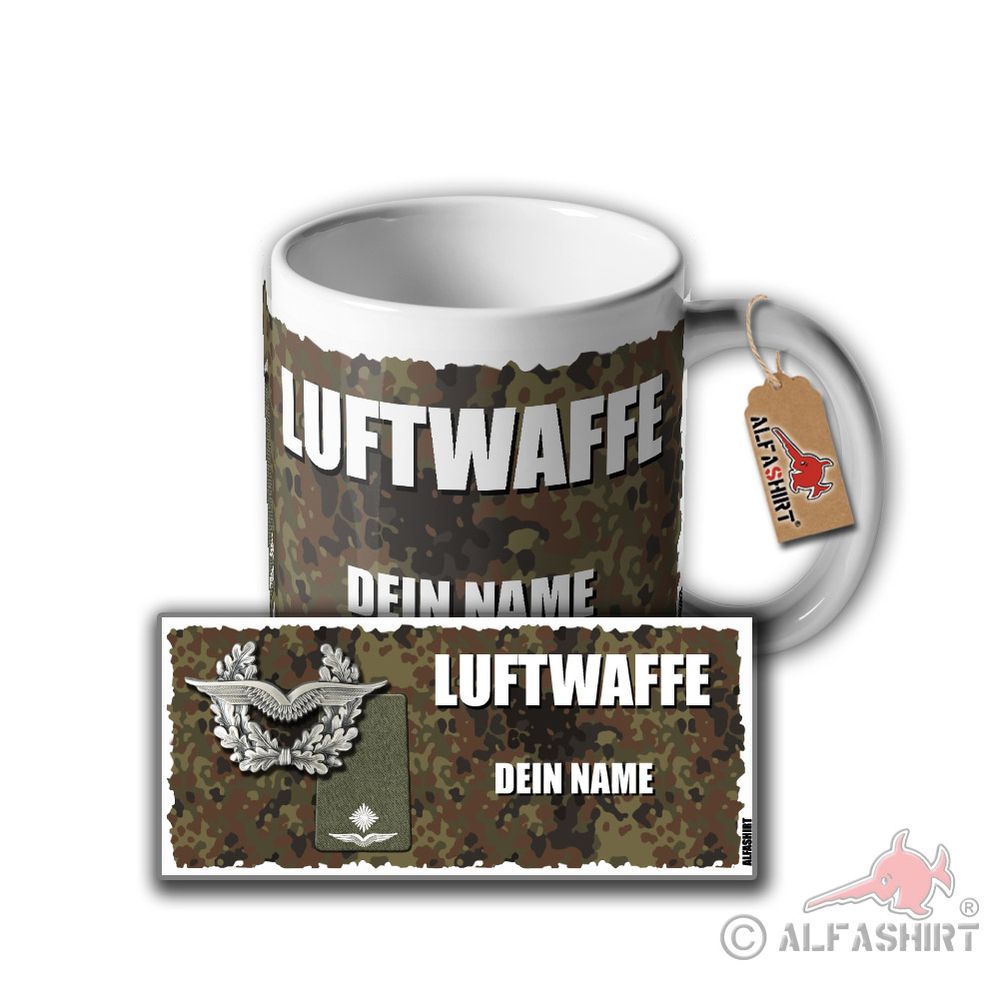 Tasse Luftwaffe Leutnant personalisiert Truppe Rangabzeichen Dienstgrad #31116