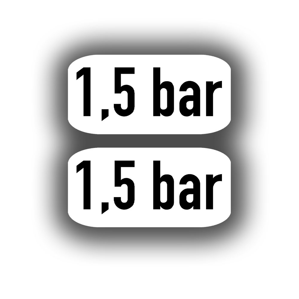 Aufkleber 2er Set 1,5 bar je 9x4,5cm Reifendruck schwarz weiß A6920