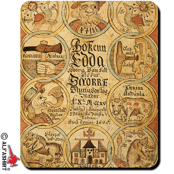 Edda cover page Icelandic transcript Snorra Edda 1666 heroic tales Mouse Pad # 16095