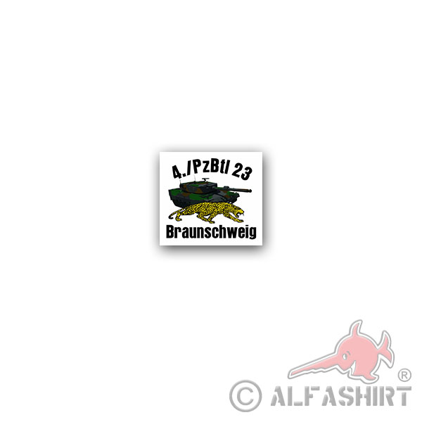 Aufkleber/Sticker 4 PzBtl 23 Braunschweig BW Panzerbataillon Pz Leo 8x7cm A3319