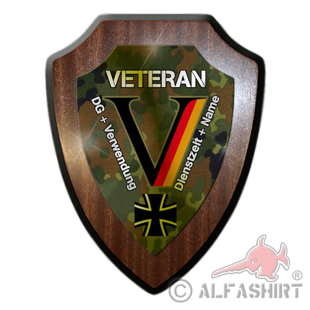 Heraldic shield Veteran Bundeswehr Personalized Flecktarn Auslands # 35920