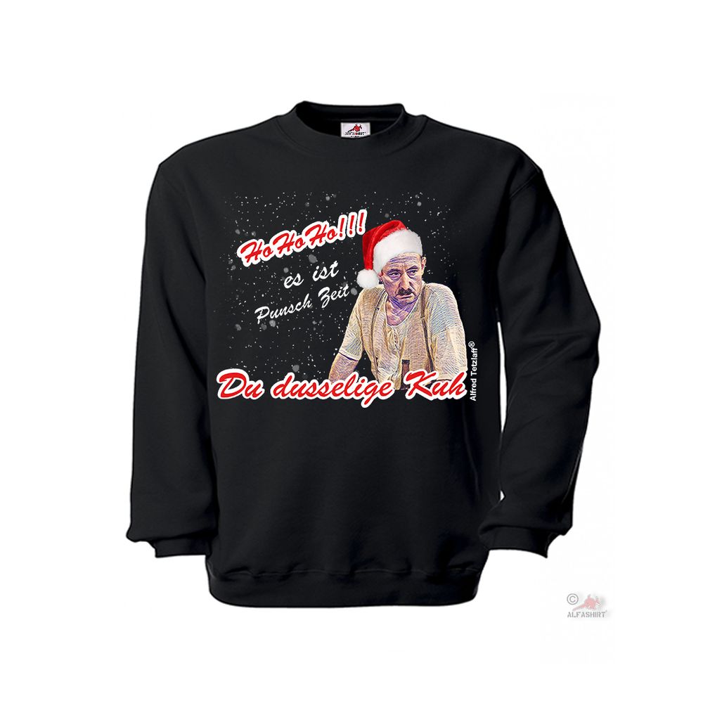 Sweater Hohoho Punch Time Alfred Christmas Cow TV Cult #43423