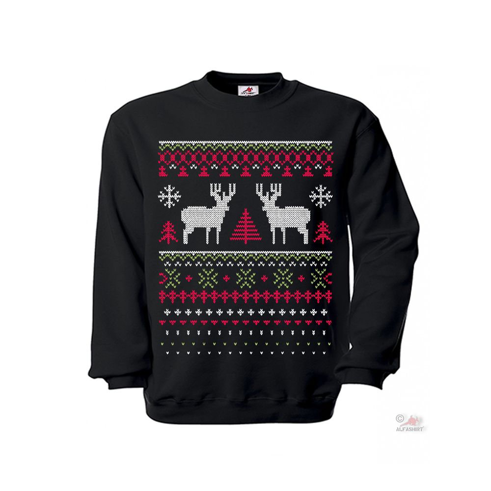 Pullover Winter Rehntier Weihnachten Rehntiere Rotwild Wald Strickmuster #35820