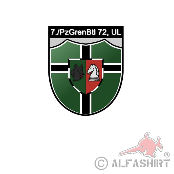 7 Company PzGrenBtl 72 UL Panzergrenadierbataillon Sticker 7x7cm # A4097
