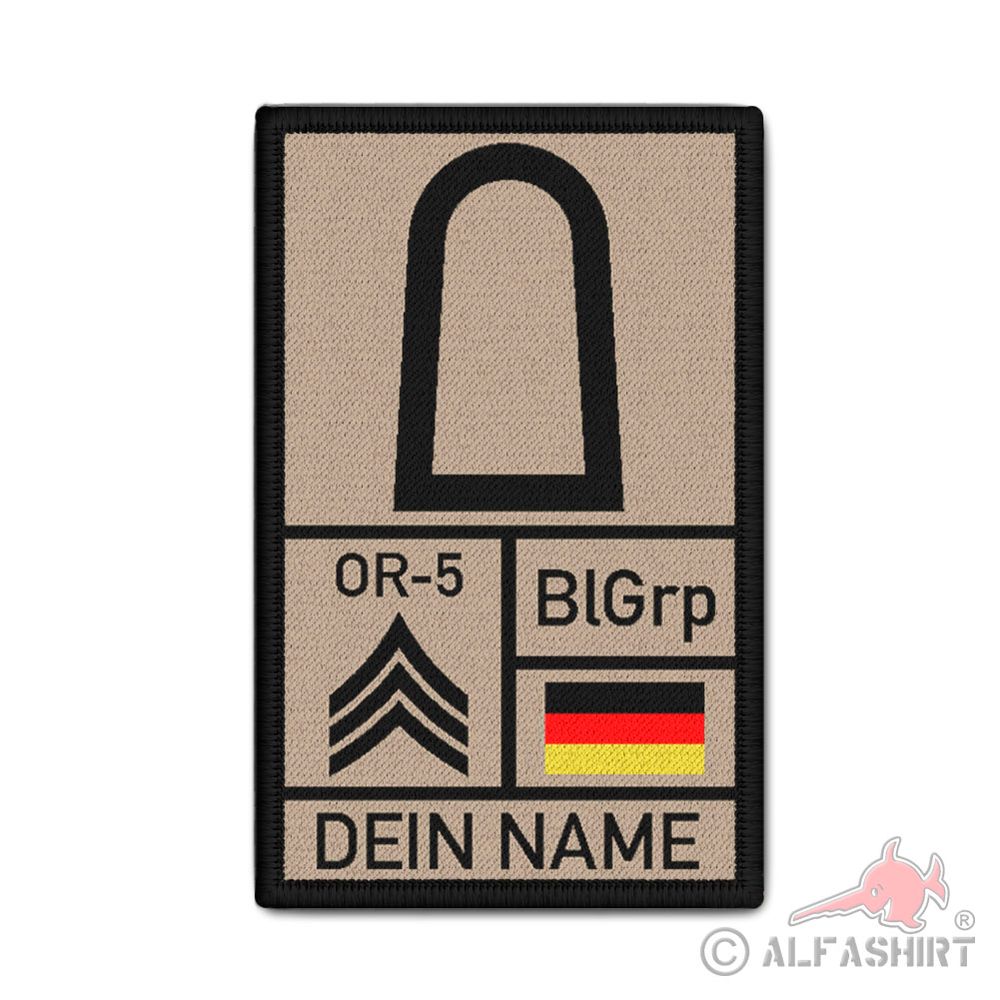 Rank Patch 9,8x6cm Stabsunteroffizier mit Name und Blutgruppe Nato Code #39036