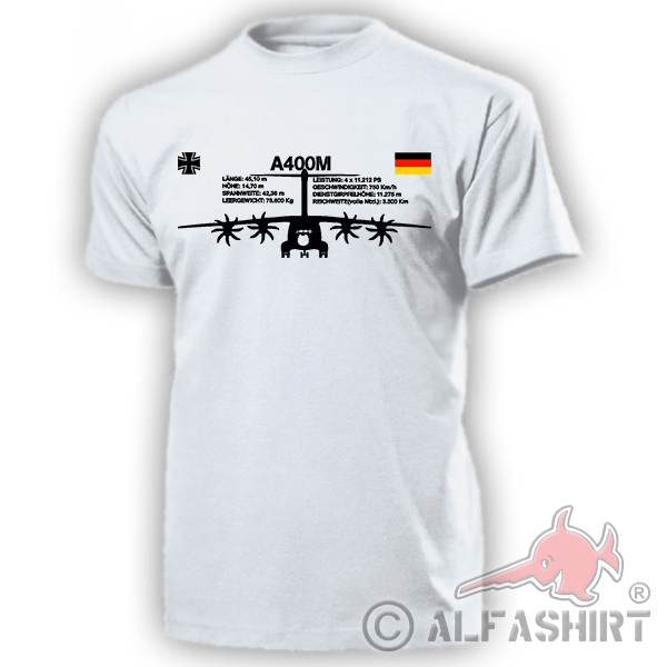 A400M front A 400 M Bundeswehr Luftwaffe Bw Cross Germany - T Shirt # 18116
