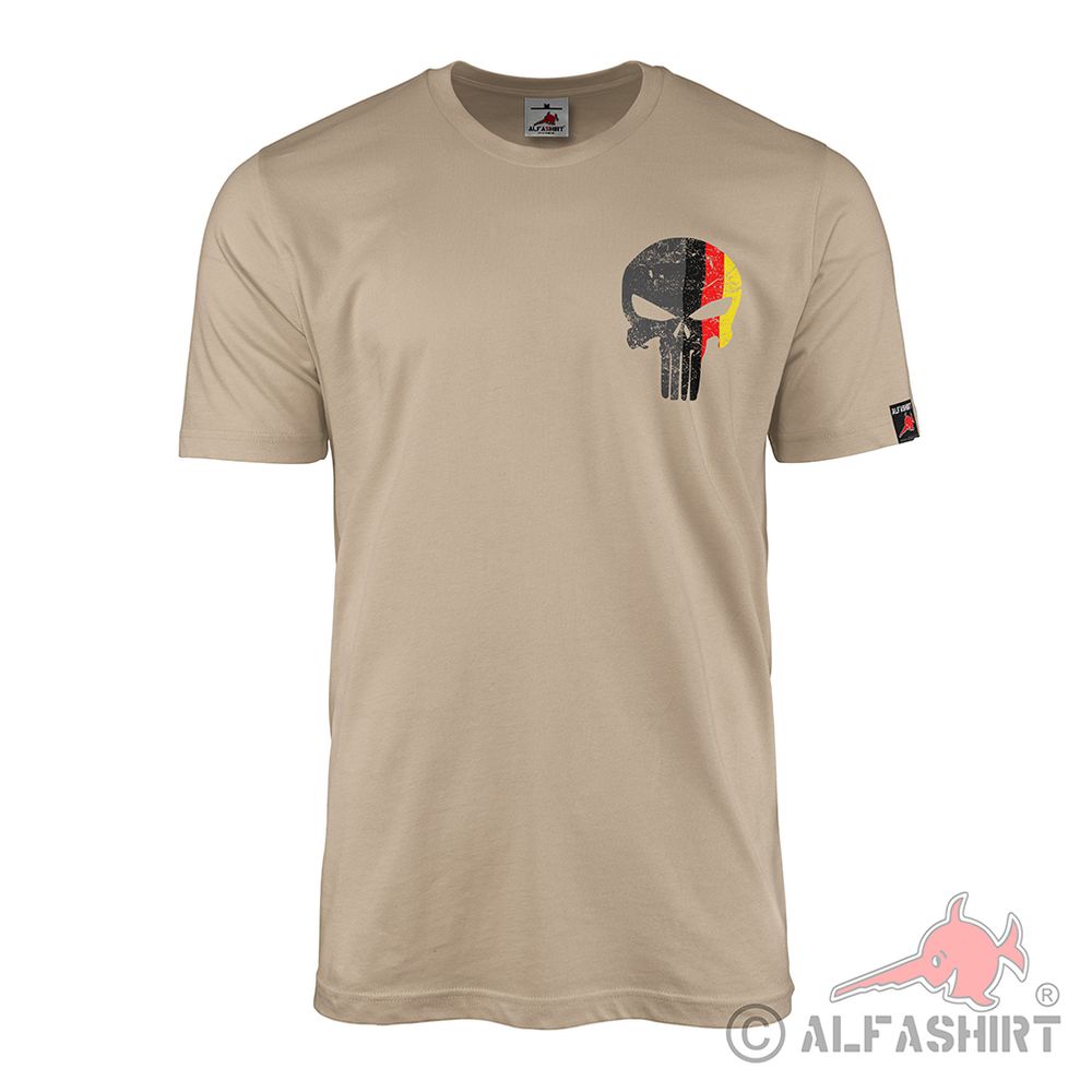 German Skull Deu Deutschland schwarz rot gold Schädel T-Shirt#41701