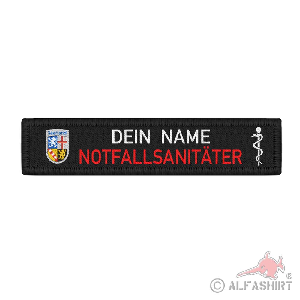 NOTFALLSANITÄTER Saarland Namen-Schild Patch Feuerwehr personalisierbar #38984