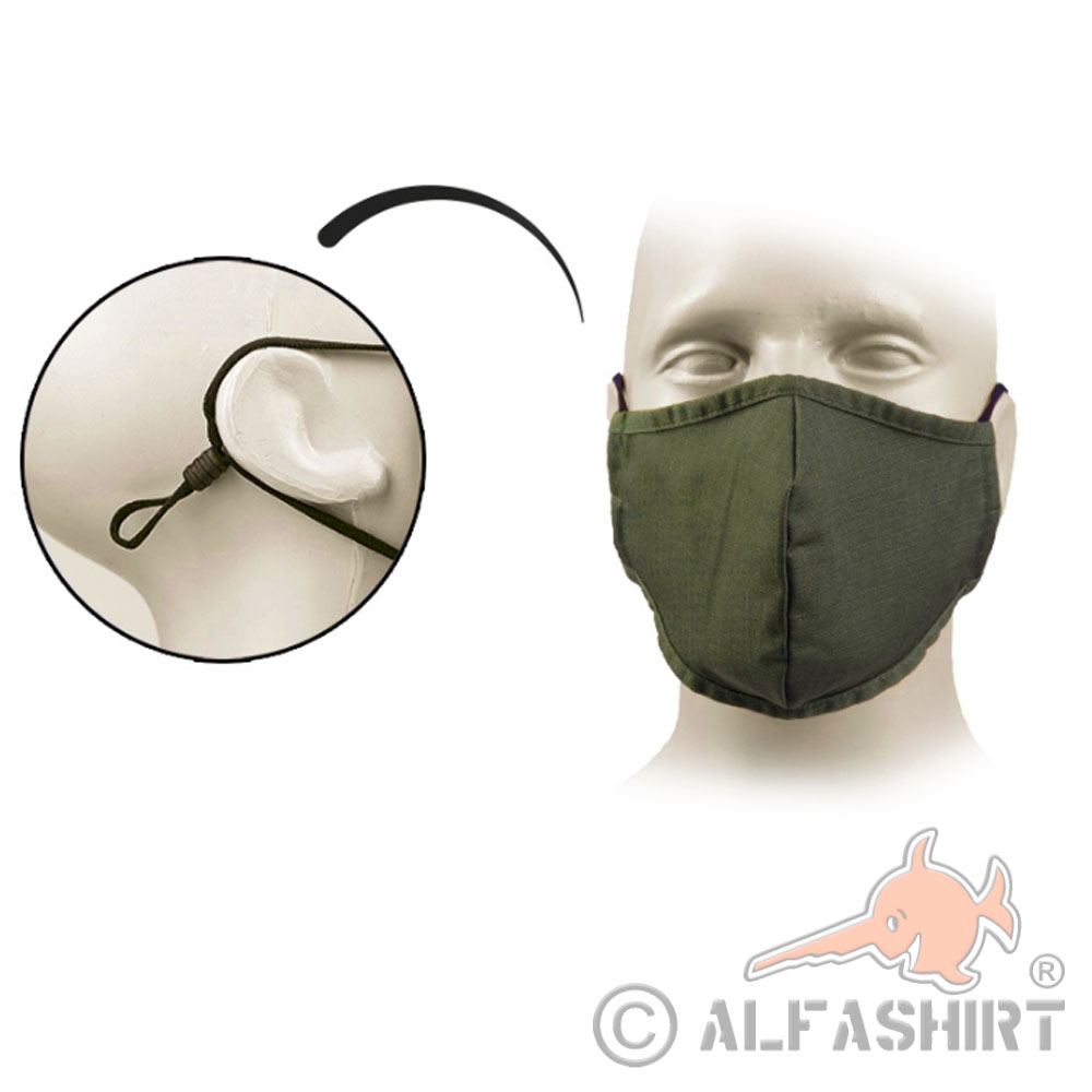 Army Maske für Mund-Nase Oliv Bundeswehr grün Abdeckung Gesicht BDU Stoff S35228