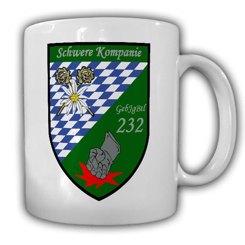 Tasse Schwere Kp GebJgBtl 232 Kompanie Wappen Abzeichen Gebirgsjäger #23305
