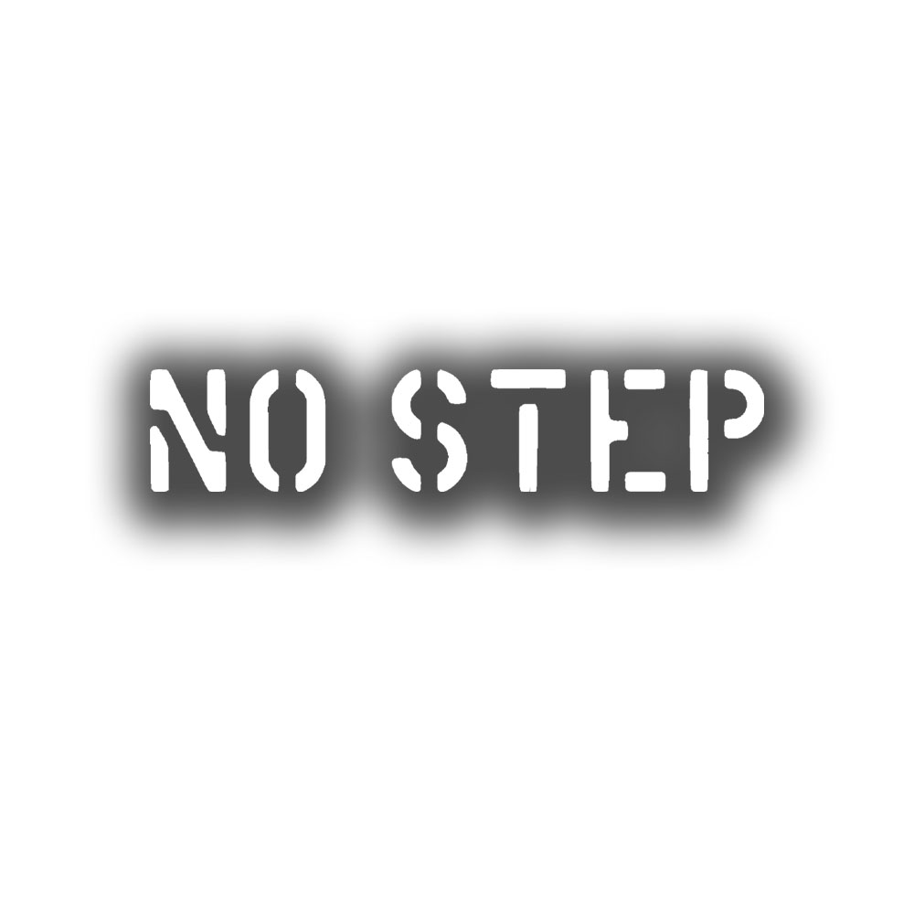 Aufkleber 10x2cm No Step Stencil Schrift Schriftart Schriftzug Matt Weiß #A7432