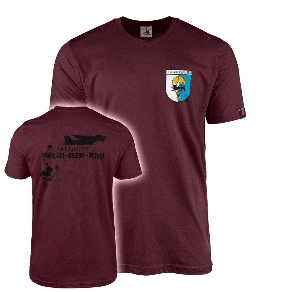T-Shirt 3.Kompanie Fallschirmjägerbataillon FschJgBtl 313 Fallschirm Rundkappe #46762