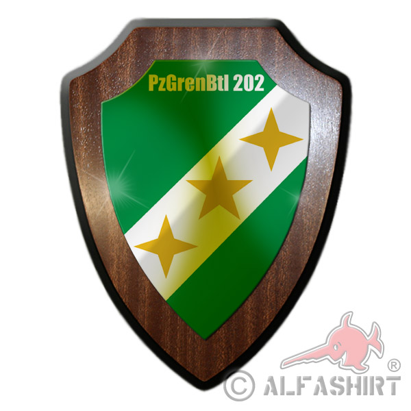 Heraldic shield PzGrenBtl 202 Panzergrenadier BW coat of arms Dran Drauf Over it # 30433