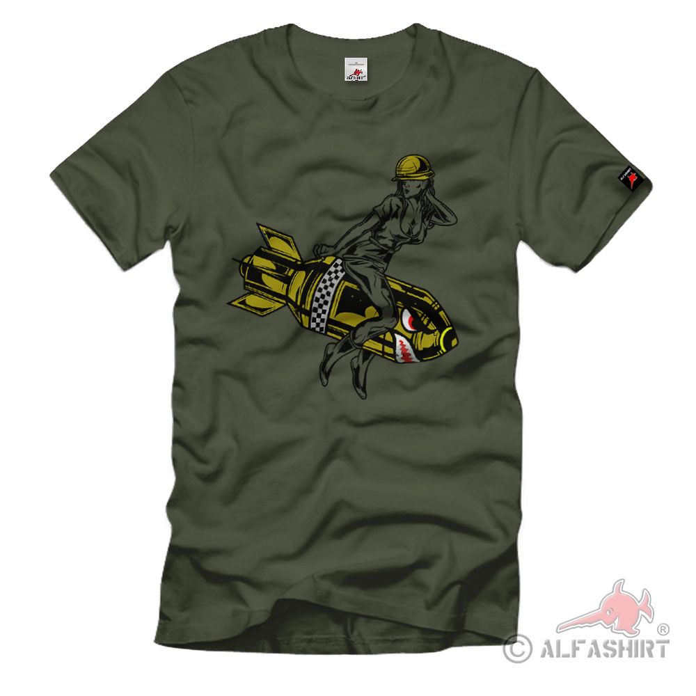 US Bomber Pin Up Girl US Army Armee Frau Bomben Willys America T Shirt #38354