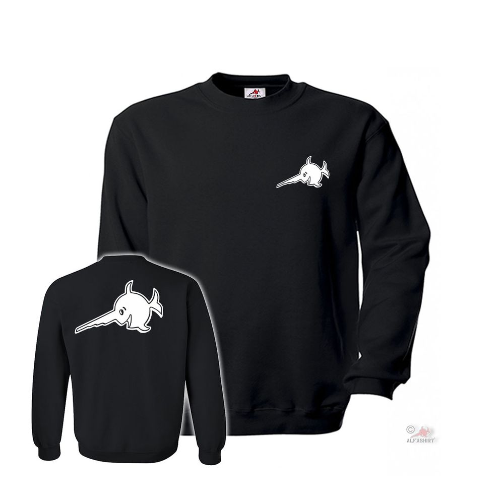 Pullover Alfashirt lachender Schwertfisch Militär Shop Logo Turmwappen #42790