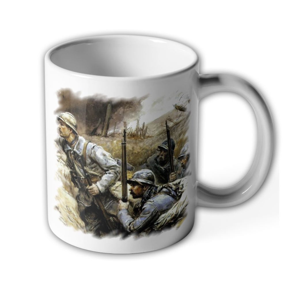 Französische Soldaten Stellungskampf Wk Verdun Bild Gemälde - Tasse #7707