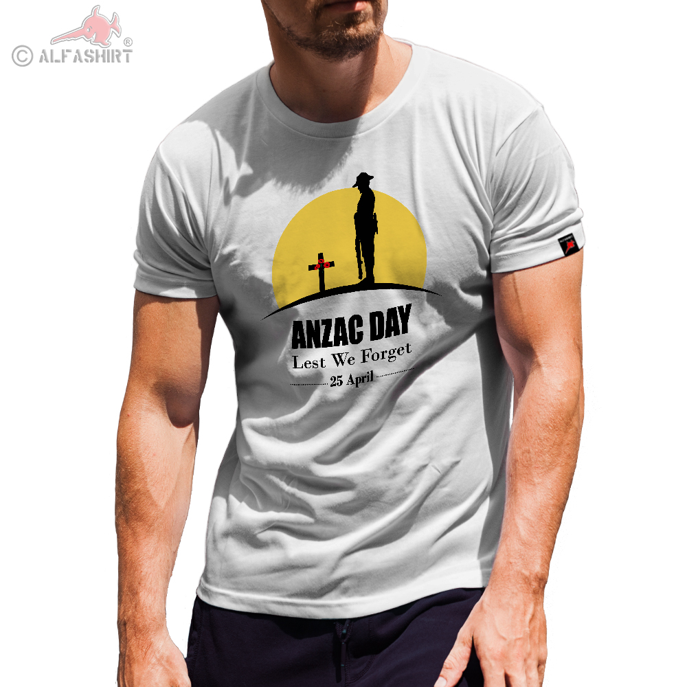 Australian and New Zealand Army Corps Gedenktag T-Shirt Weiss  #31131