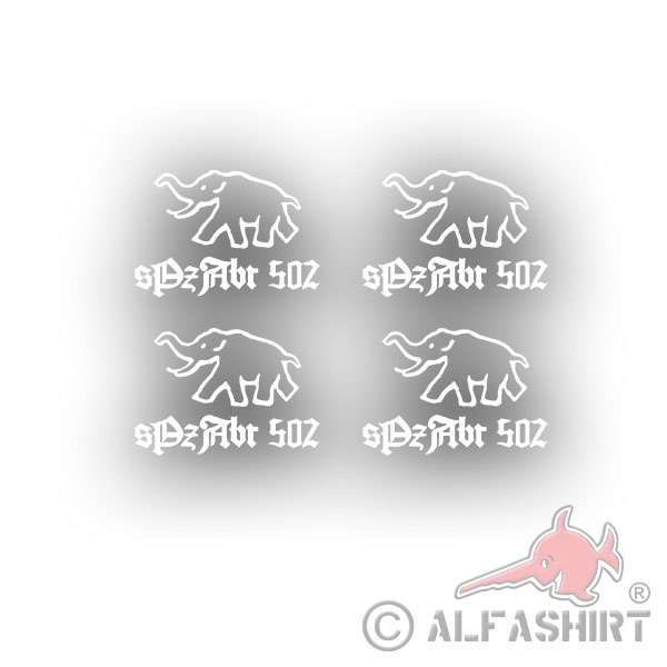 Sticker sPzAbt 502 Set heavy armored department elephant 4x 7x5cm A3060
