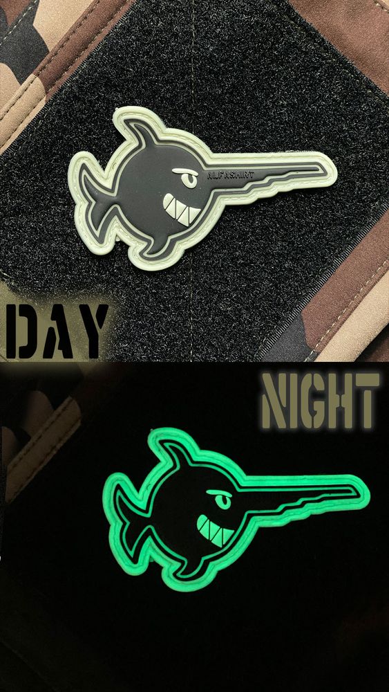 3D patch evil fluorescent swordfish glow in the dark 8x5cm # 37367