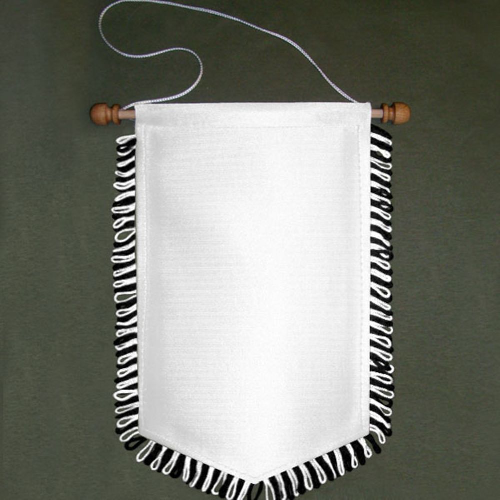 Wimpel Blanko Sublimationsdruck schwarz weiß Fransen Bedruckbar 16x25cm #16887