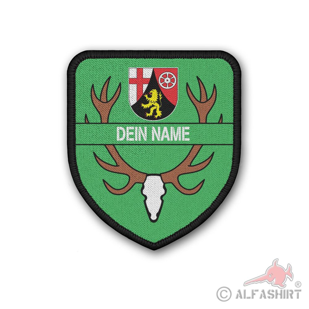 Patch personalisierbar RLP Rheinland-Pfalz Jagd Jäger Geweih Hirsch #43683
