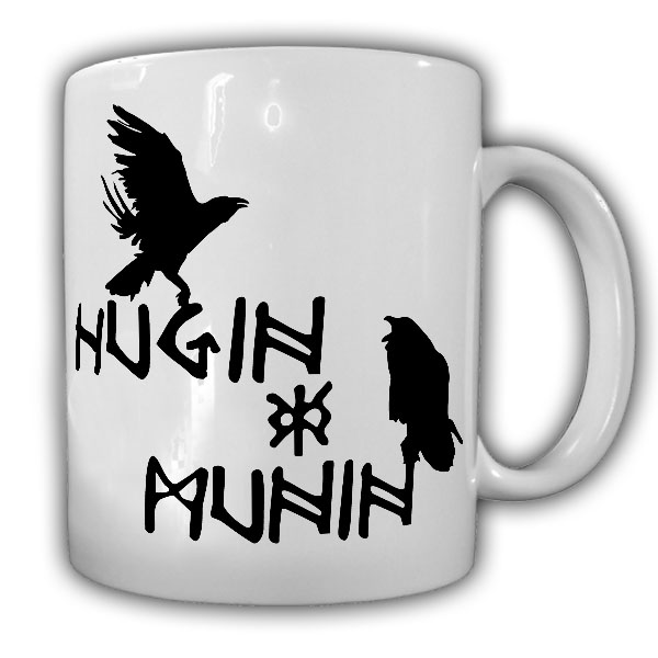 Hugin und Munin Odins Raben Wikinger Symbol Heiden Rabe Odin Tasse #13499