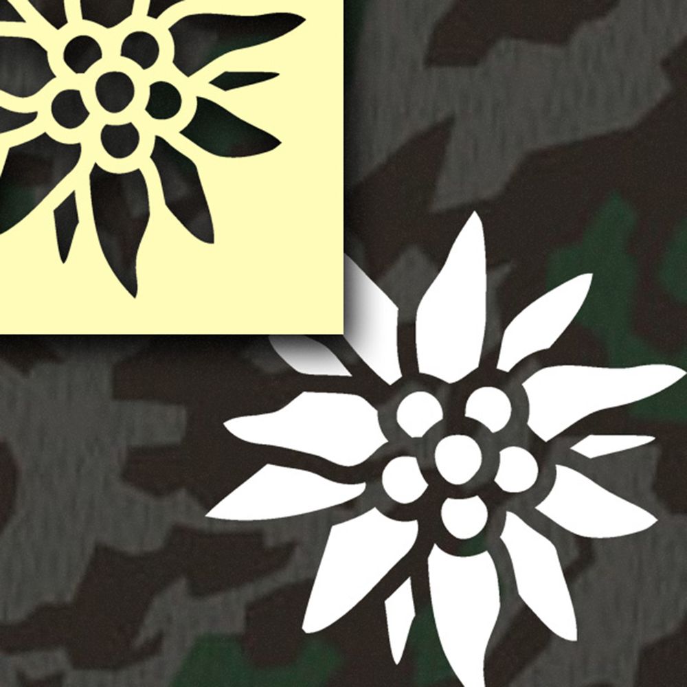 Lackierschablonen Aufkleber Edelweiss Typ2 Gebirgsjäger Bergsteiger 15x15cm A471