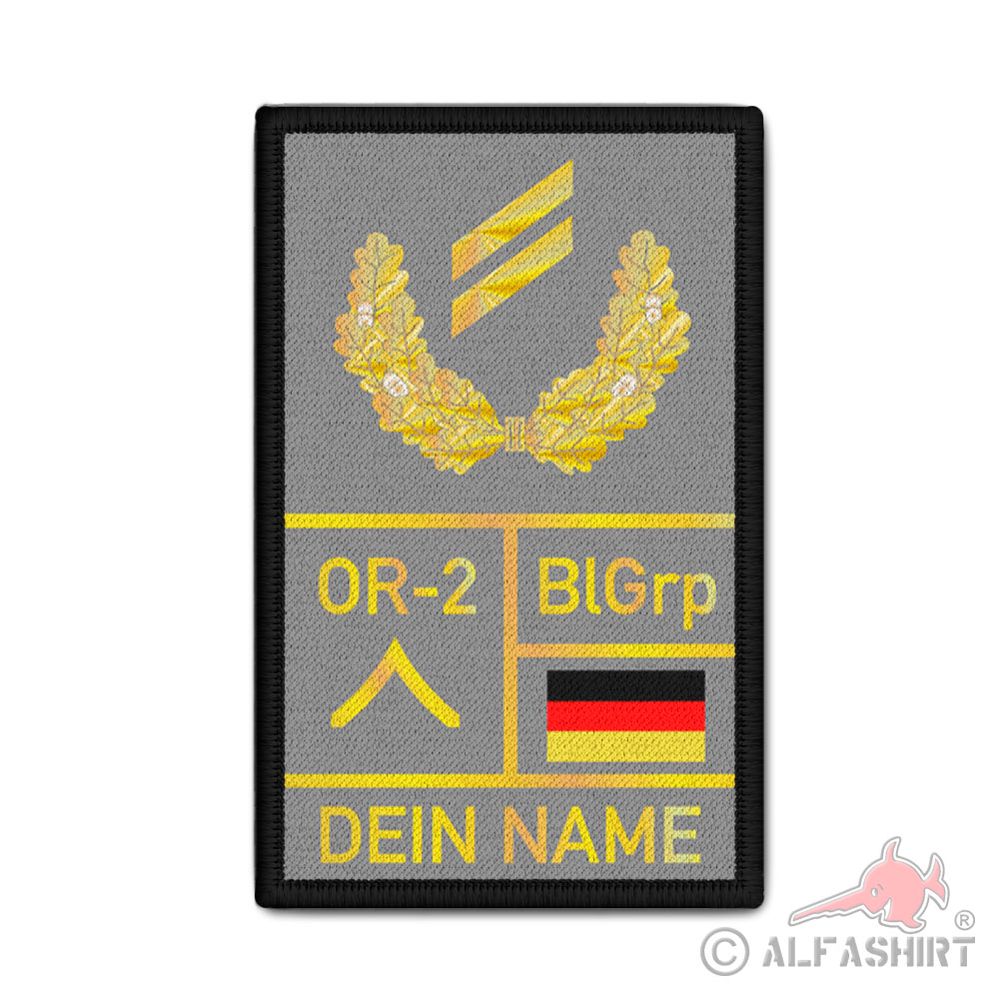 Rank Patch 9,8x6cm General OG mit Namen und Blutgruppe Obergefreiter Bundeswehr #39300