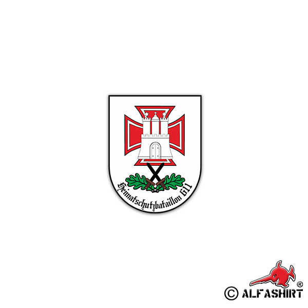 Aufkleber/Sticker HschBtl 611 Heimatschutzbataillon Kellinghusen BW 6x7cm #A2326