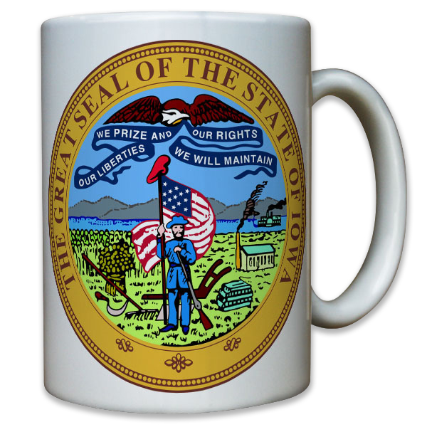 Iowa State Seal Staat Segler Eroberer Entdecker - Tasse Kaffee Becher #10487 T