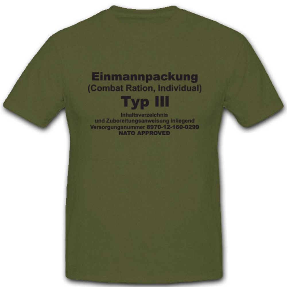 Epa Einmannpackung Typ 3 Bundeswehr Militär Nahrung Fressen - T Shirt #4977