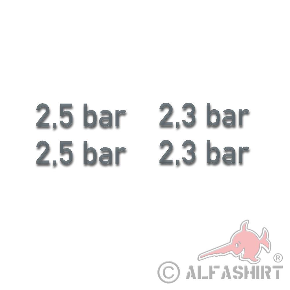 2.5 + 2.3bar tire pressure sticker Bundeswehr Wolf gray 7x2cm A4957