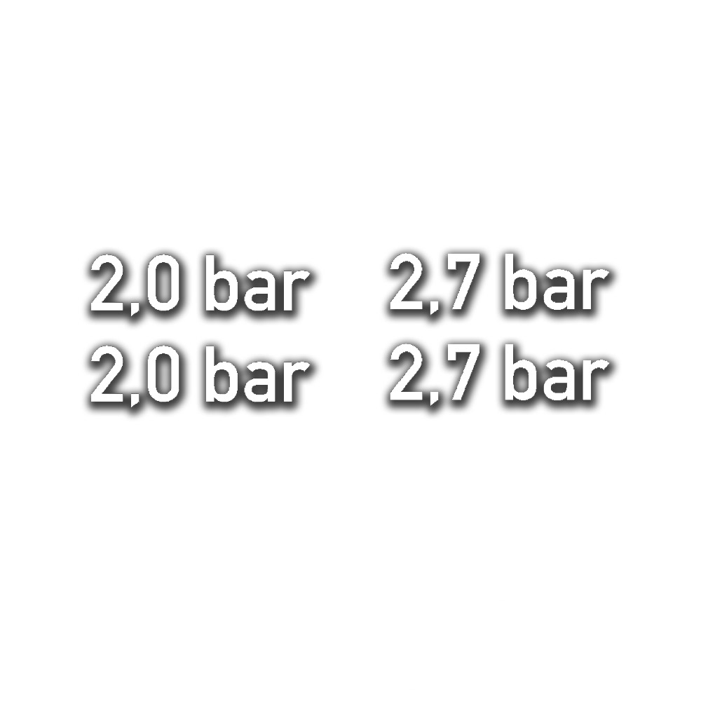2.0 + 2.7bar Tire pressure sticker Bundeswehr fender lettering 7x2cmA4965